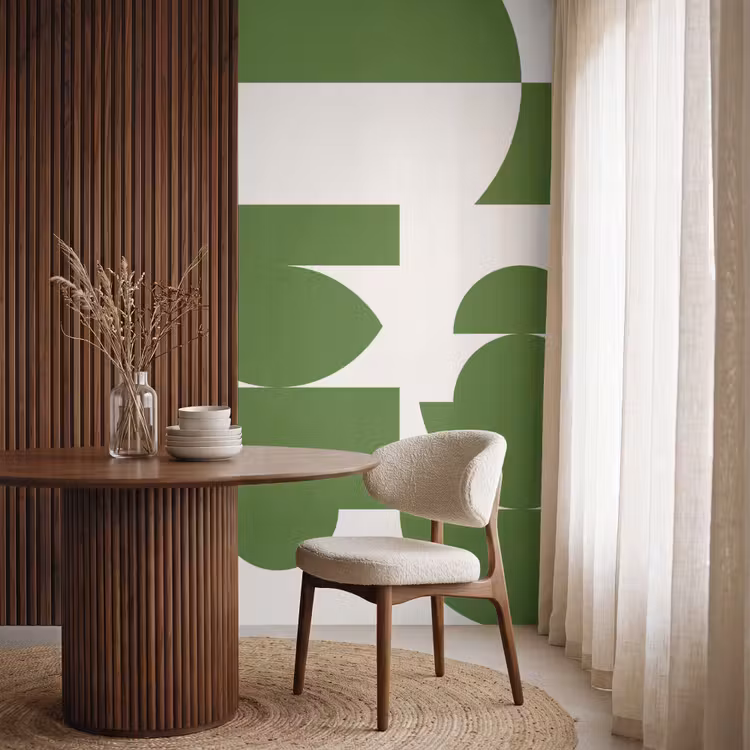 Abstract - Geometrie - Modern - Groen - Wit Behang Vlies klein -sfeer1