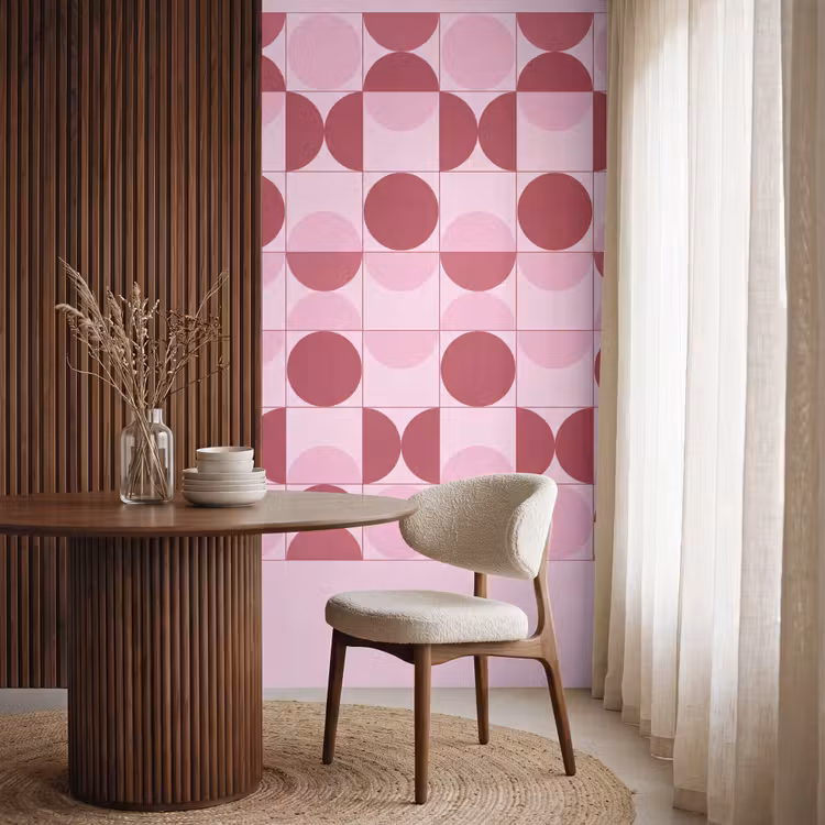 Abstract - Geometrisch - Cirkels - Roze - Modern Behang Vlies klein -sfeer1