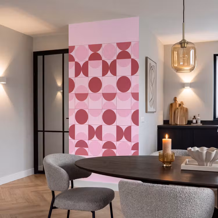 Abstract - Geometrisch - Cirkels - Roze - Modern Behang Vlies klein -sfeer3