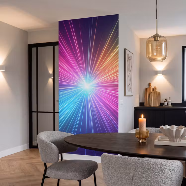 Abstract - Light - Burst - Modern - Colorful Behang Vlies klein -sfeer3