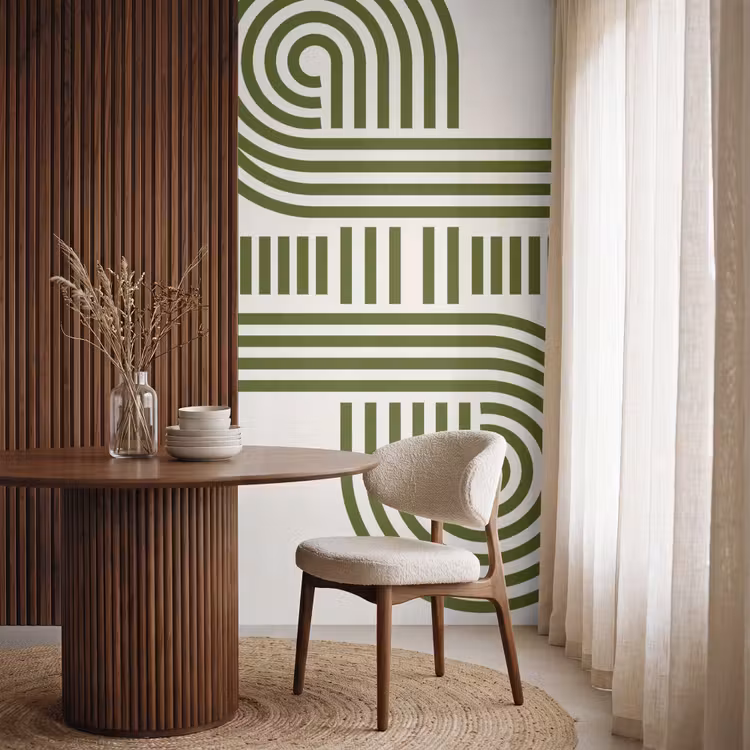 Abstract - Vormen - Modern - Groen Behang Vlies klein -sfeer1