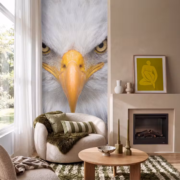 Amerikaans - Zeearend - Portret - Geel Behang Vlies klein -sfeer2