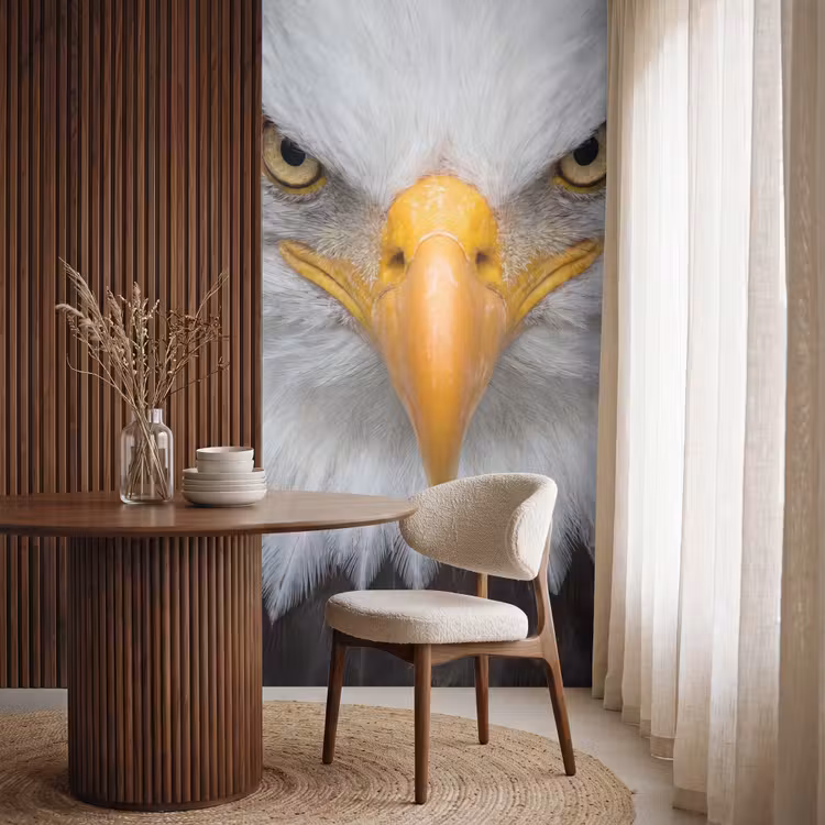 Amerikaans - Zeearend - Portret - Geel Behang Vlies klein -sfeer1