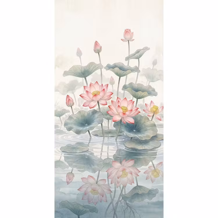 Aquarel - Lotusbloemen - Kleurrijk Behang Vlies klein -3d_website