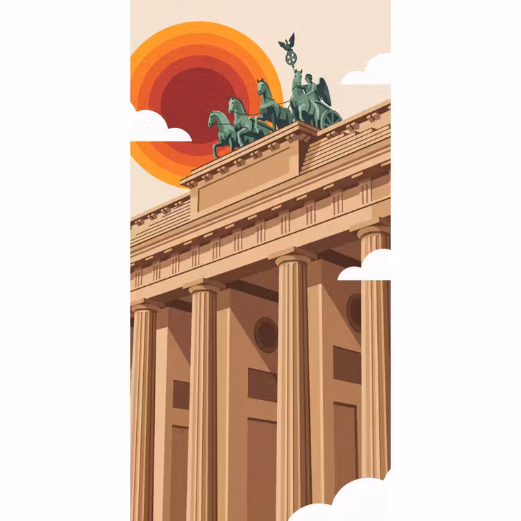 Architectuur - Brandenburg - Berlijn - Zonsondergang - Historisch Behang Vlies klein -3d_website