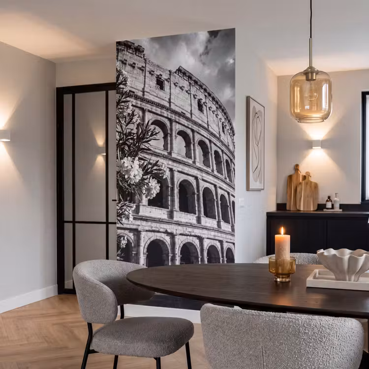 Architectuur - Colosseum - Rome - Historisch - Zwart-wit Behang Vlies klein -sfeer3