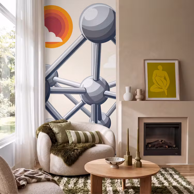 Architectuur - Geometrie - Stad - Modern - Grijs Behang Vlies klein -sfeer2