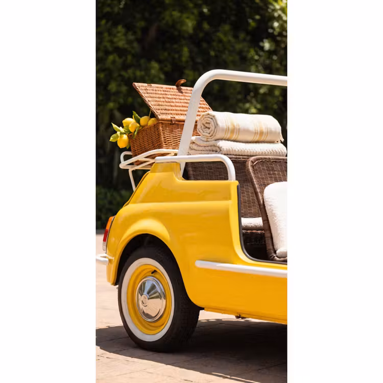 Auto - Picknick - Zomer - Geel Behang Vlies klein -3d_website
