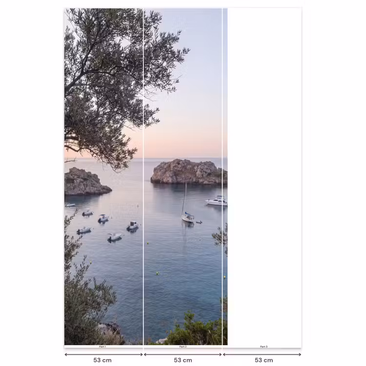 Behang - Baai - boten - zonsondergang - Baai - boten - zonsondergang Behang Vlies klein