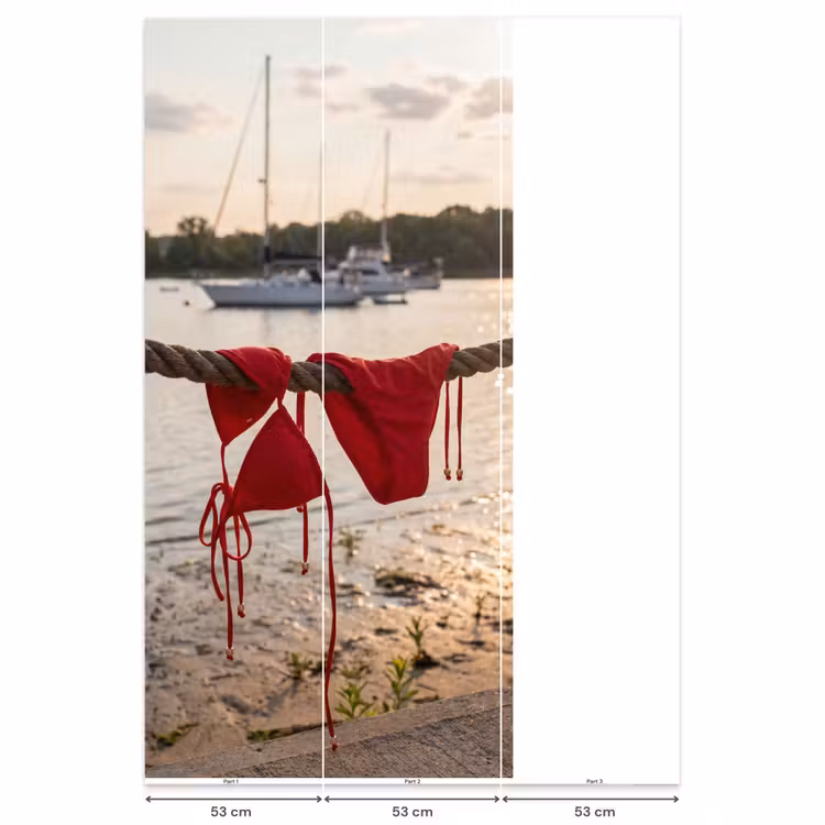 Badkleding - Rood - Zomer - Water - Zonsondergang Behang Vlies klein -USP_banen