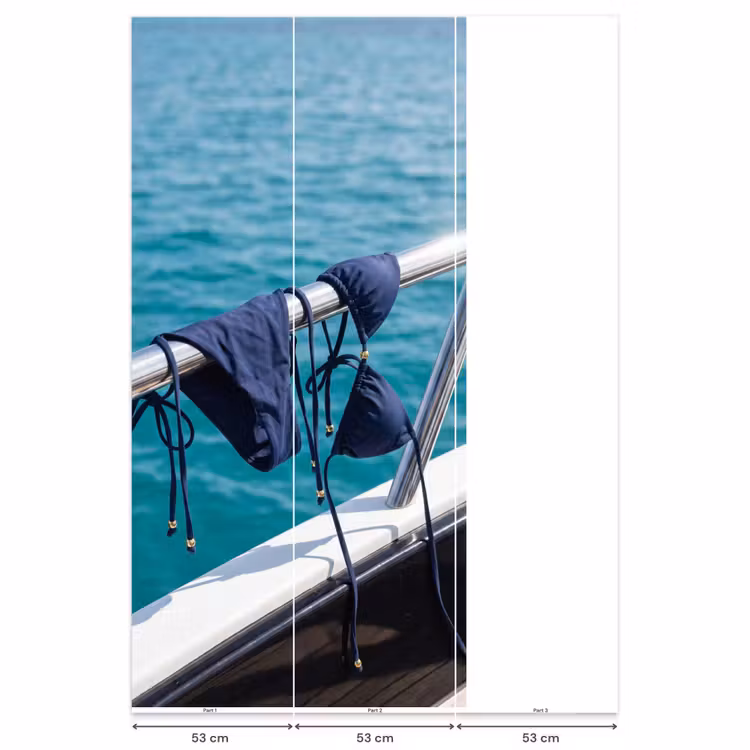 Bikini - Reling - Zee - Zomer - Blauw Behang Vlies klein -USP_banen
