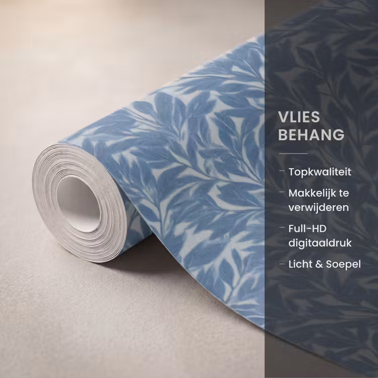 Bladeren - Klassiek - Patroon - Donkerblauw - Vintage Behang Vlies klein 1076 -USP_closeupNL