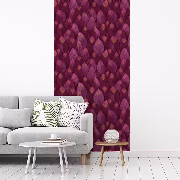 Bladeren - Patroon - Burgundy fotobehang vinyl groot 64 -woonkamer