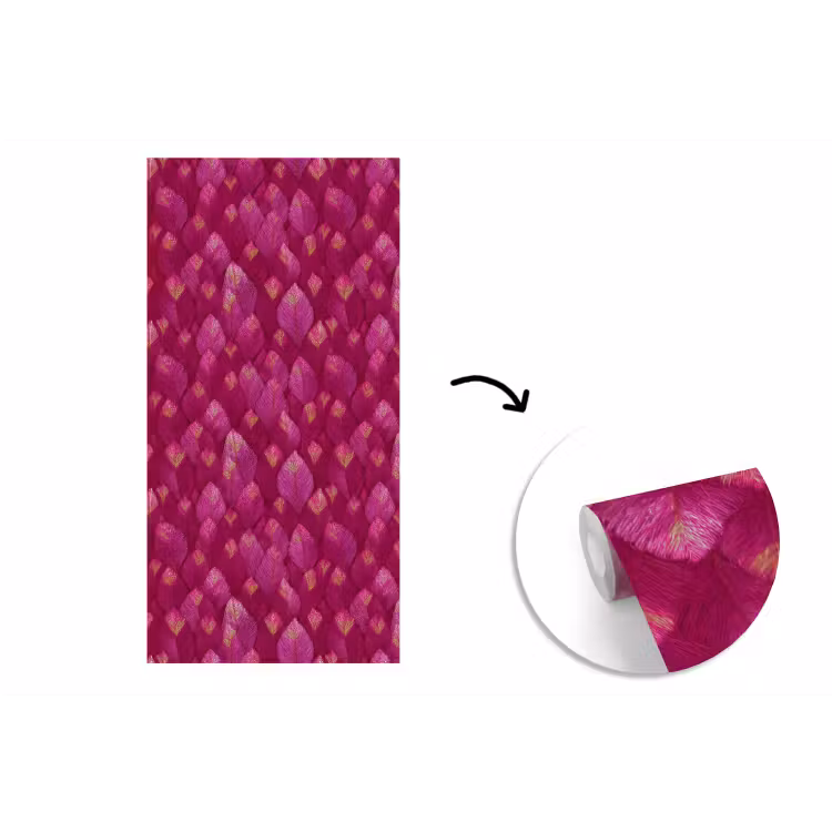 Bladeren - Patroon - Burgundy fotobehang vinyl groot 64 -3d