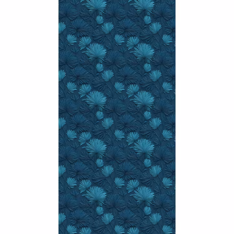 Bladeren - Reliëf - Patroon - Oceaanblauw - Modern Behang Vlies klein 1076 -3d_website