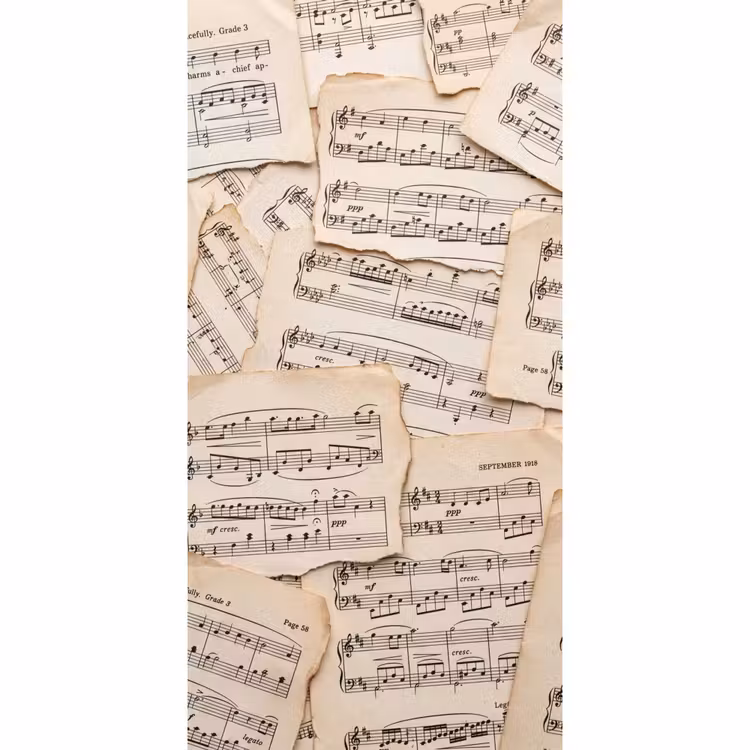 Bladmuziek - Oud - Noten - Vintage - Beige Behang Vlies klein -3d_website