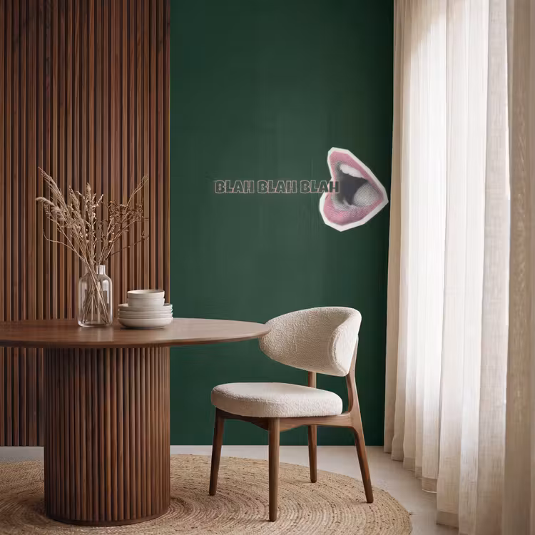 BLAH BLAH BLAH - Mond - Groen Behang Vlies klein -sfeer1