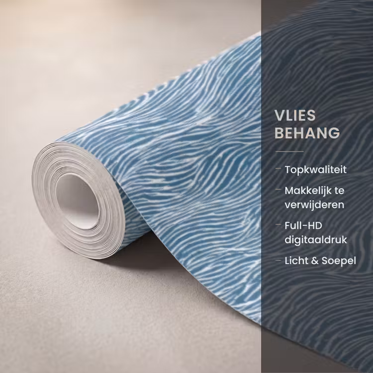 Blauw - Wit - Golven - Getekend - Textuur Behang Vlies klein 1076 -USP_closeupNL