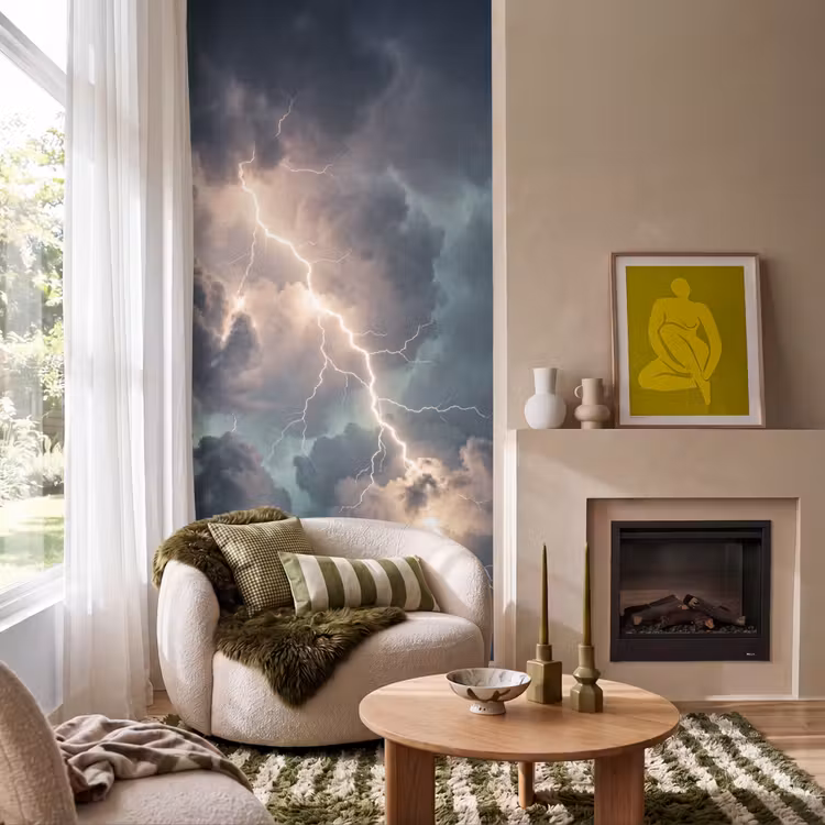 Bliksem - Storm - Natuur - Donker Behang Vlies klein -sfeer2