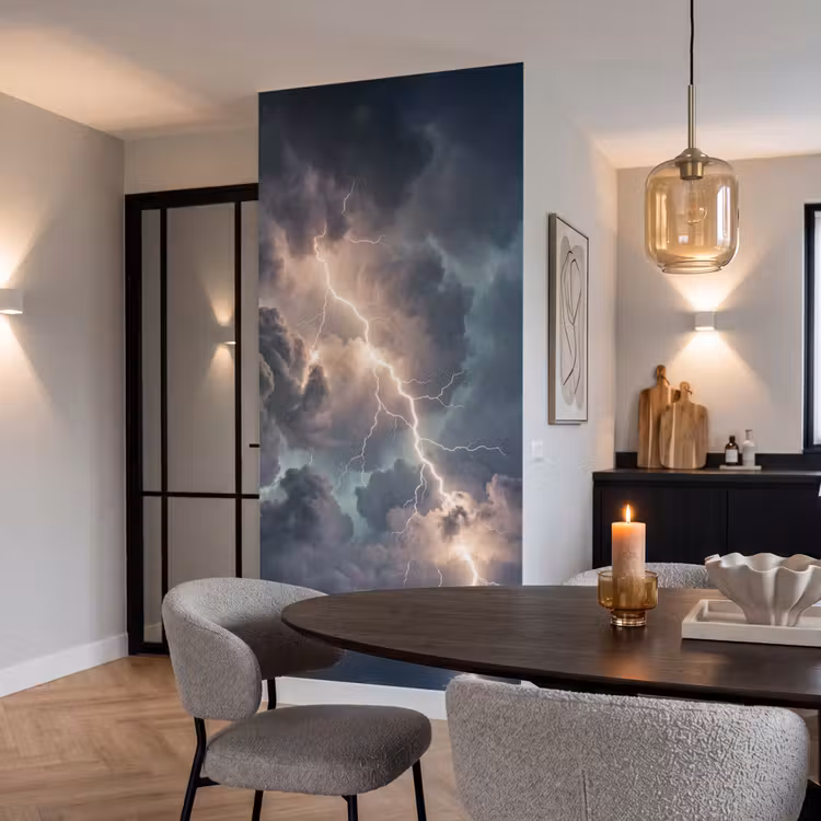 Bliksem - Storm - Natuur - Donker Behang Vlies klein -sfeer3