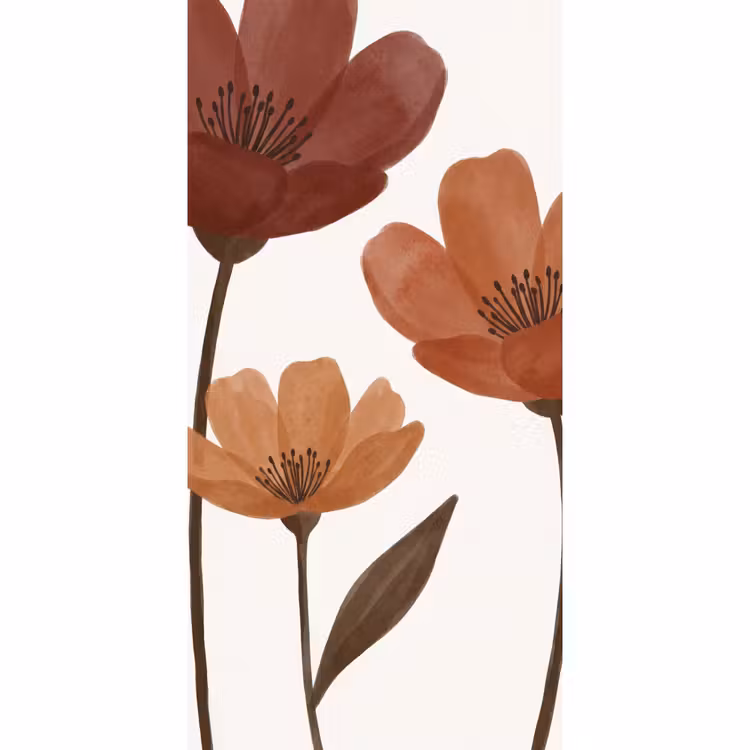 Bloemen - Abstract - Modern - Bruin - Decoratief Behang Vlies klein -3d_website
