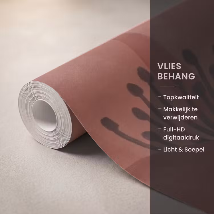 Bloemen - Abstract - Modern - Bruin - Decoratief Behang Vlies klein -USP_closeupNL