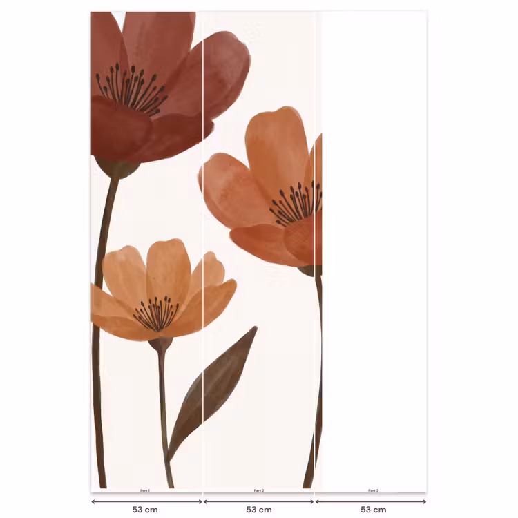 Bloemen - Abstract - Modern - Bruin - Decoratief Behang Vlies klein -USP_banen