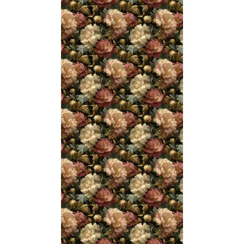 Bloemen - Barok - Patroon - Roze - Crème Behang Vlies klein 1076 -3d_website