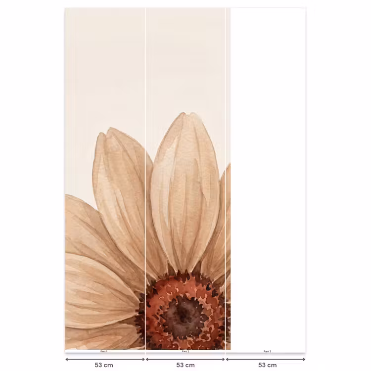 Bloemen - Bloemblad - Natuur - Aquarel - Beige Behang Vlies klein -USP_banen