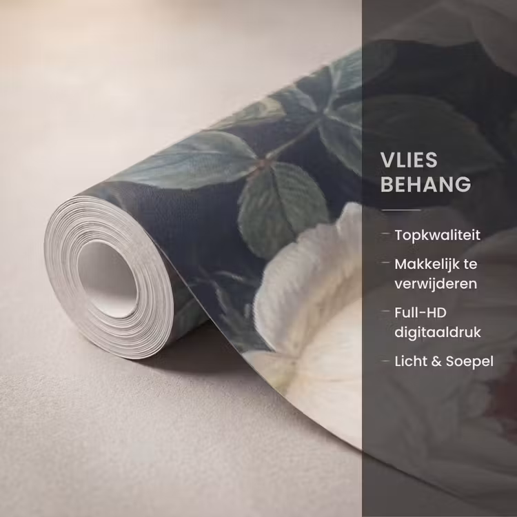 Bloemen - Boeket - Botanisch - Vintage - Donkere achtergrond Behang Vlies klein -USP_closeupNL