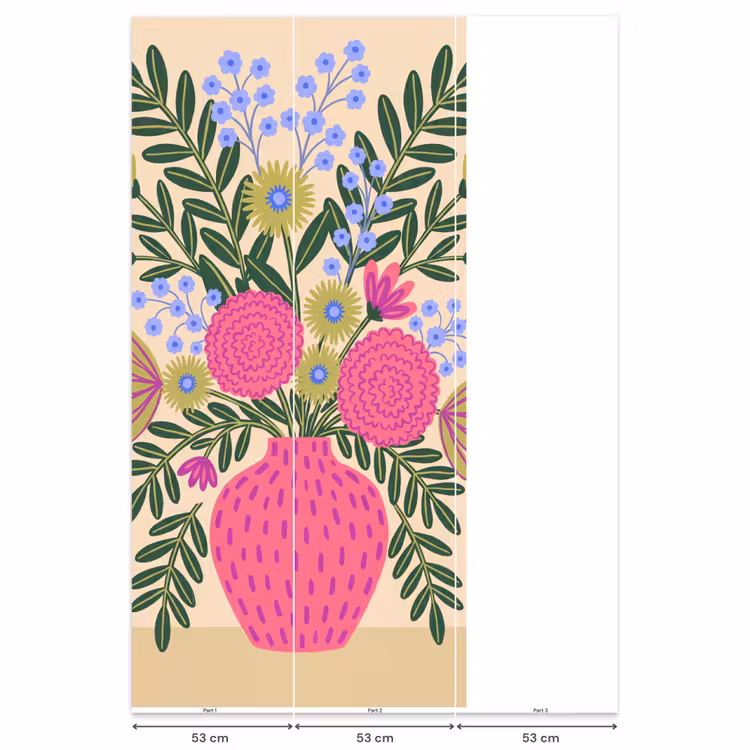 Bloemen - Boeket - Natuur - Abstract - Roze Behang Vlies klein -USP_banen