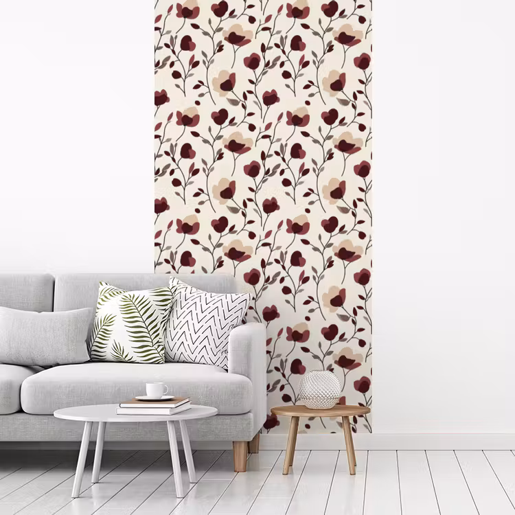 Bloemen - Botanisch - Bordeaux fotobehang vinyl groot 64 -woonkamer