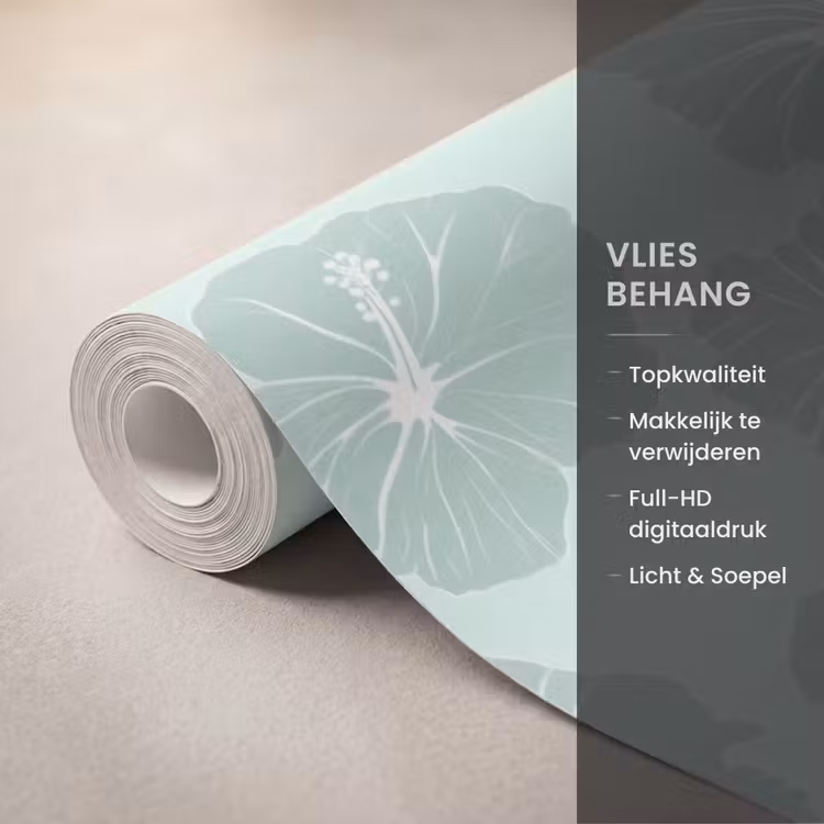 Bloemen - Hibiscus - Mint Behang Vlies klein 1076 -USP_closeupNL