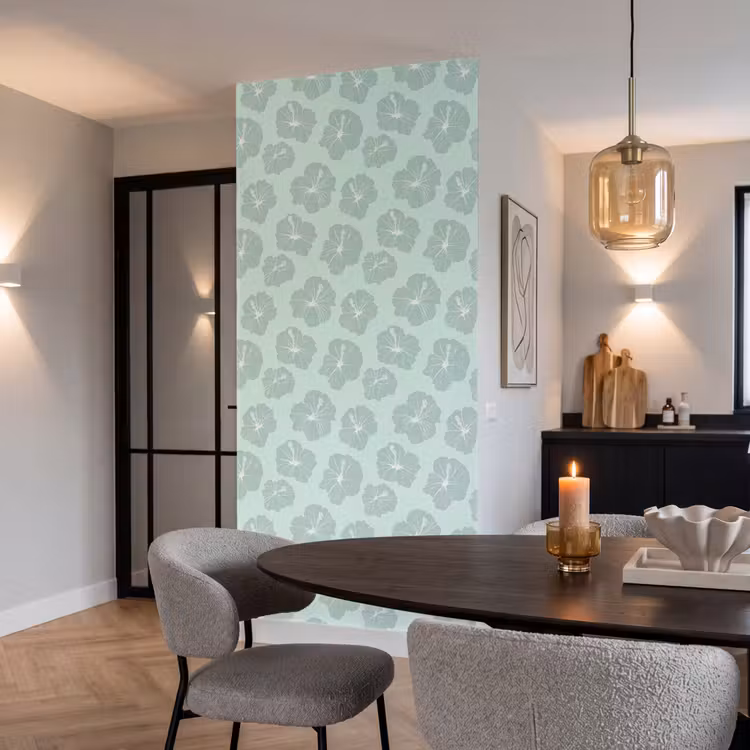 Bloemen - Hibiscus - Mint Behang Vlies klein 1076 -sfeer3
