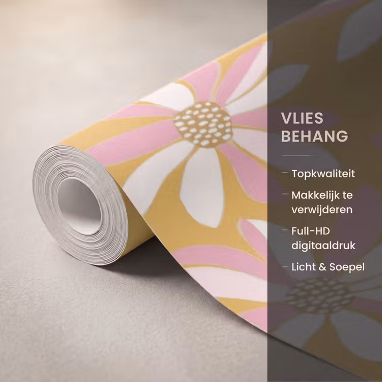 Bloemen - Modern - Geel Behang Vlies klein 1076 -USP_closeupNL