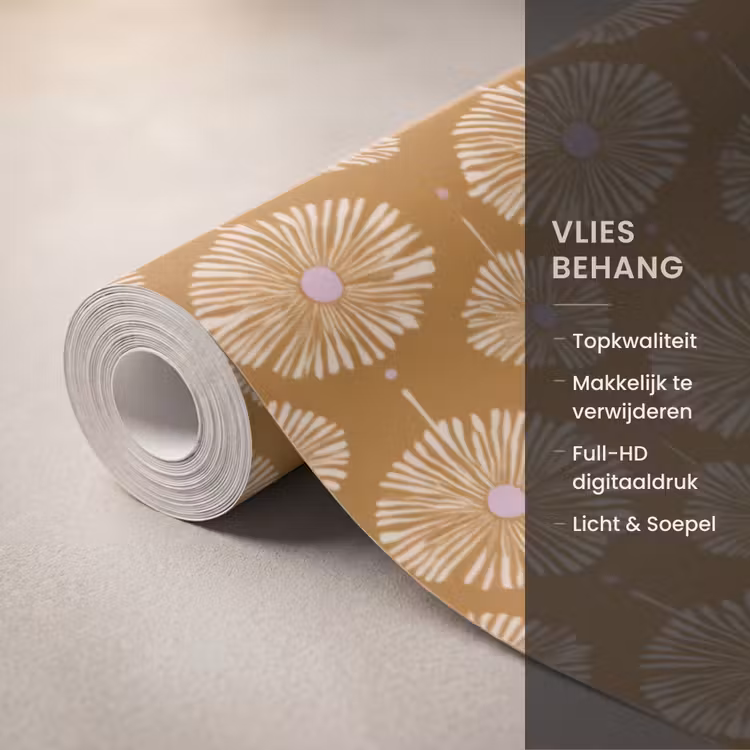 Bloemen - Modern - Oker Behang Vlies klein 1076 -USP_closeupNL