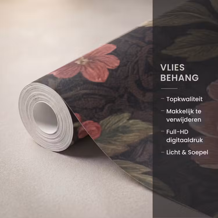 Bloemen - Patroon - Natuur - Vintage - Roze Behang Vlies klein -USP_closeupNL