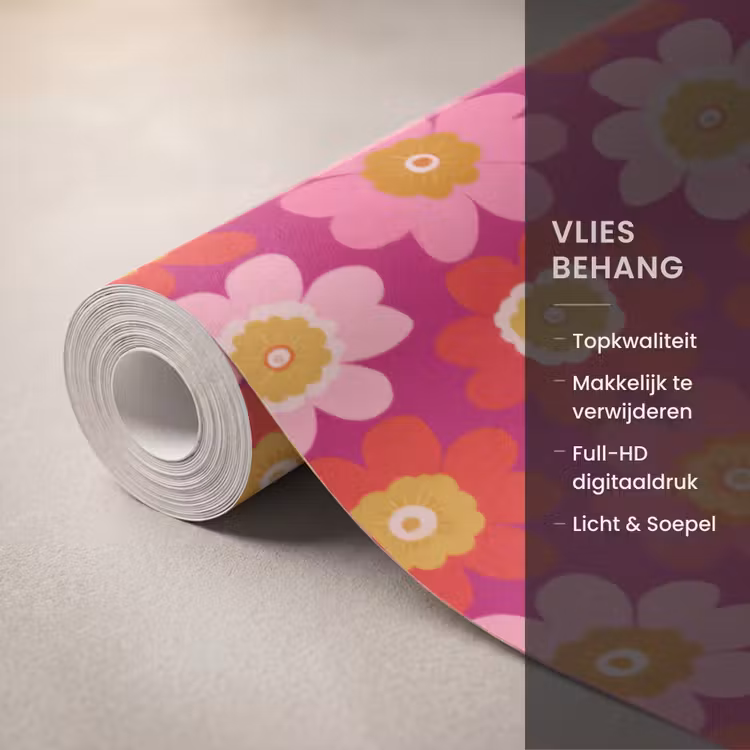 Bloemen - Retro - Kleurrijk Behang Vlies klein 1076 -USP_closeupNL