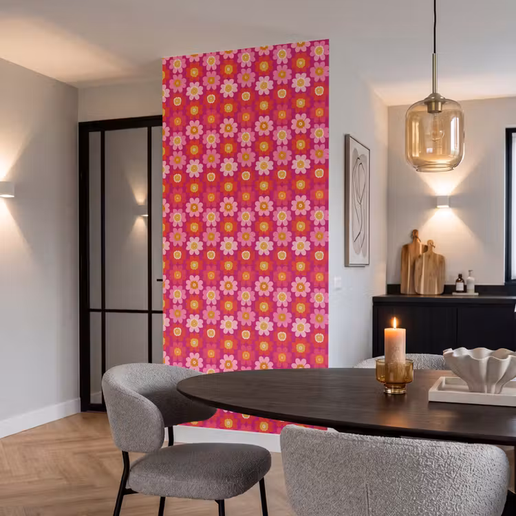 Bloemen - Retro - Kleurrijk Behang Vlies klein 1076 -sfeer3