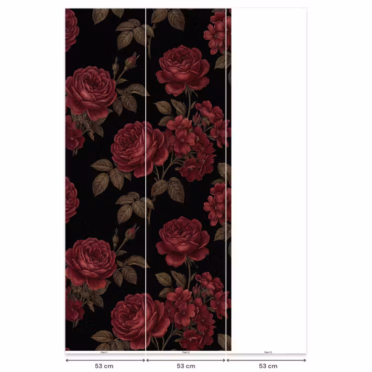 Bloemen - Roos - Patroon - Klassiek - Rood Behang Vlies klein -USP_banen