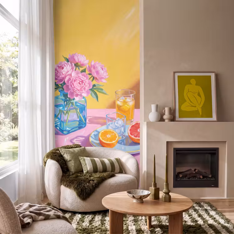 Behang - Bloemen - Roze - Modern - Bloemen - Roze - Modern Behang Vlies klein