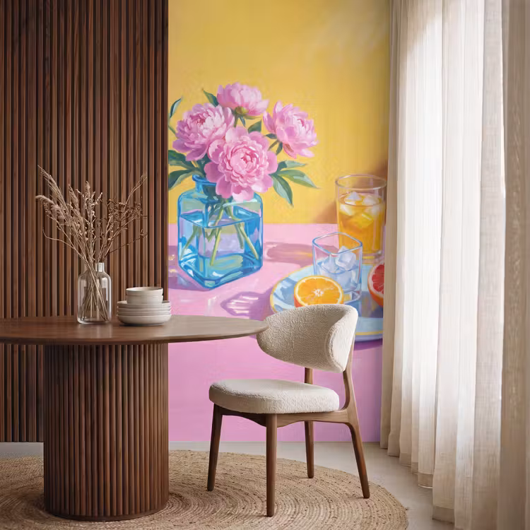 Behang - Bloemen - Roze - Modern - Bloemen - Roze - Modern Behang Vlies klein