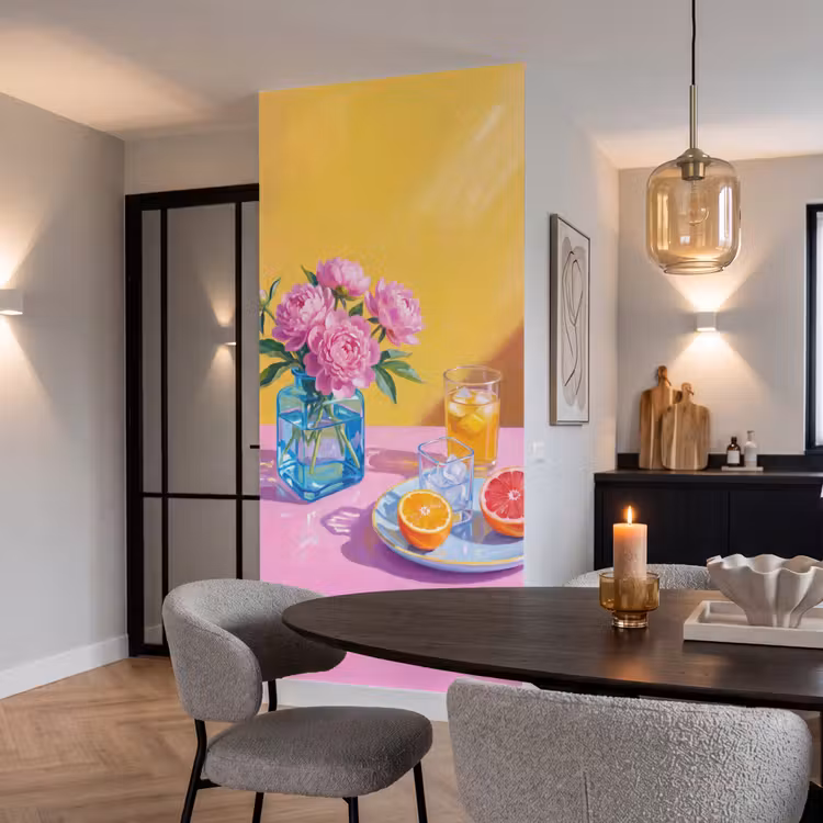 Behang - Bloemen - Roze - Modern - Bloemen - Roze - Modern Behang Vlies klein