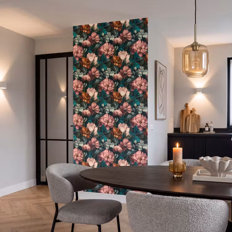 Bloemen - Schilderachtig - Patroon - Roze Behang Vlies klein 1076 -sfeer3