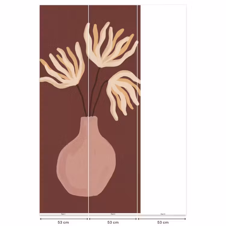 Bloemen - Vaas - Abstract - Modern - Aardetinten Behang Vlies klein -USP_banen