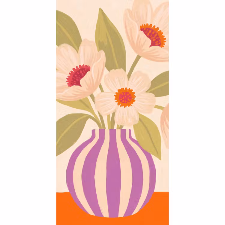 Bloemen - Vaas - Abstract - Paars - Oranje Behang Vlies klein -3d_website