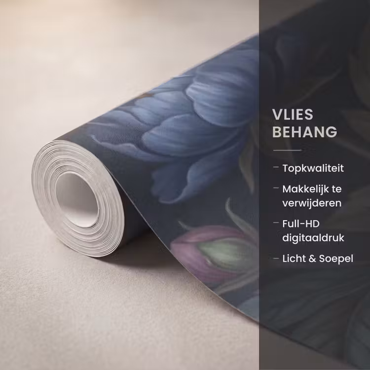 Bloemen - Vlinder - Natuur - Modern - Paars Behang Vlies klein -USP_closeupNL