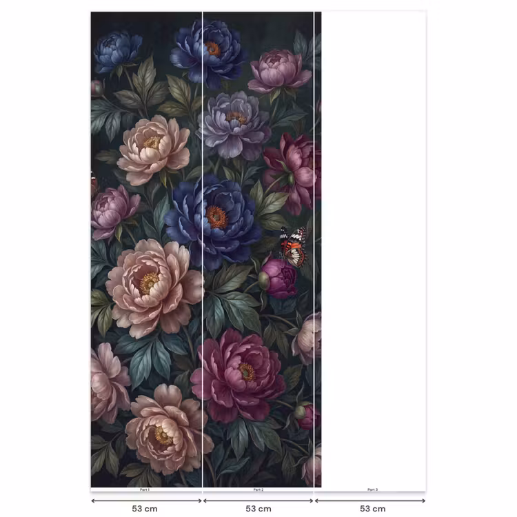 Bloemen - Vlinder - Natuur - Modern - Paars Behang Vlies klein -USP_banen