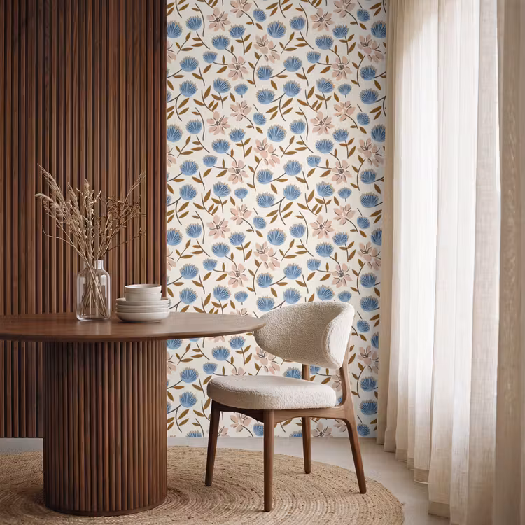 Bloemen - Wild - Blauw Behang Vlies klein 1076 -sfeer1