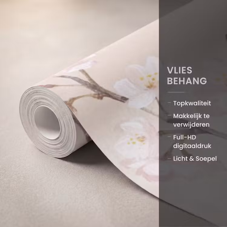 Bloesem - Illustratie - Taupe Behang Vlies klein -USP_closeupNL